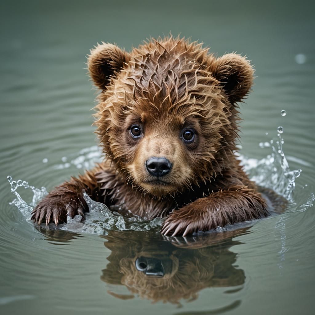 Cute Baby Bear Portrait with Bokeh