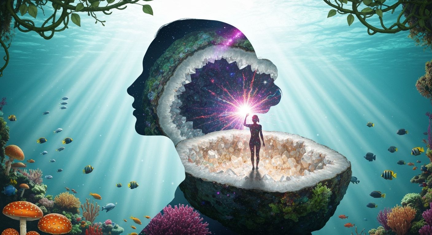 Geode Reef Woman Silhouette in Ethereal Style