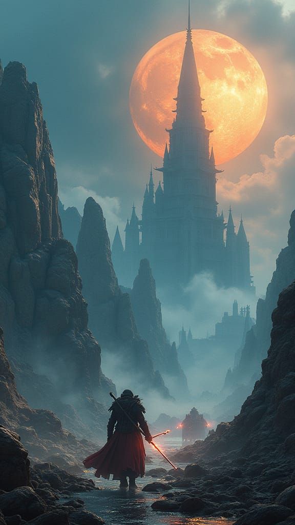 Epic Fantasy Battle Scene in Matte Painting Style