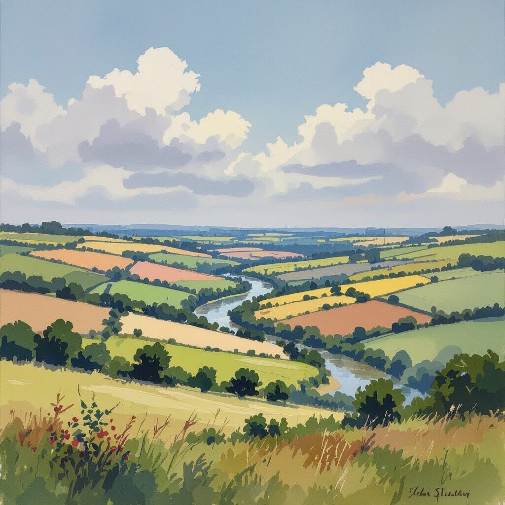 Bury Hill Landscape Painting: West Sussex Valley