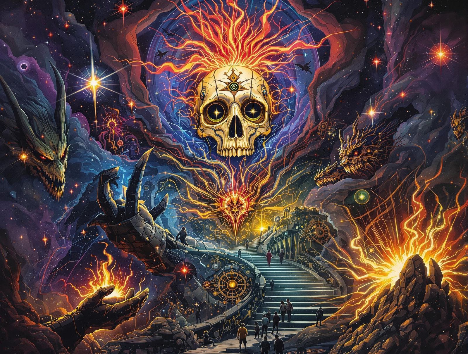 Death Tarot Card: Surreal Cosmic Fantasy