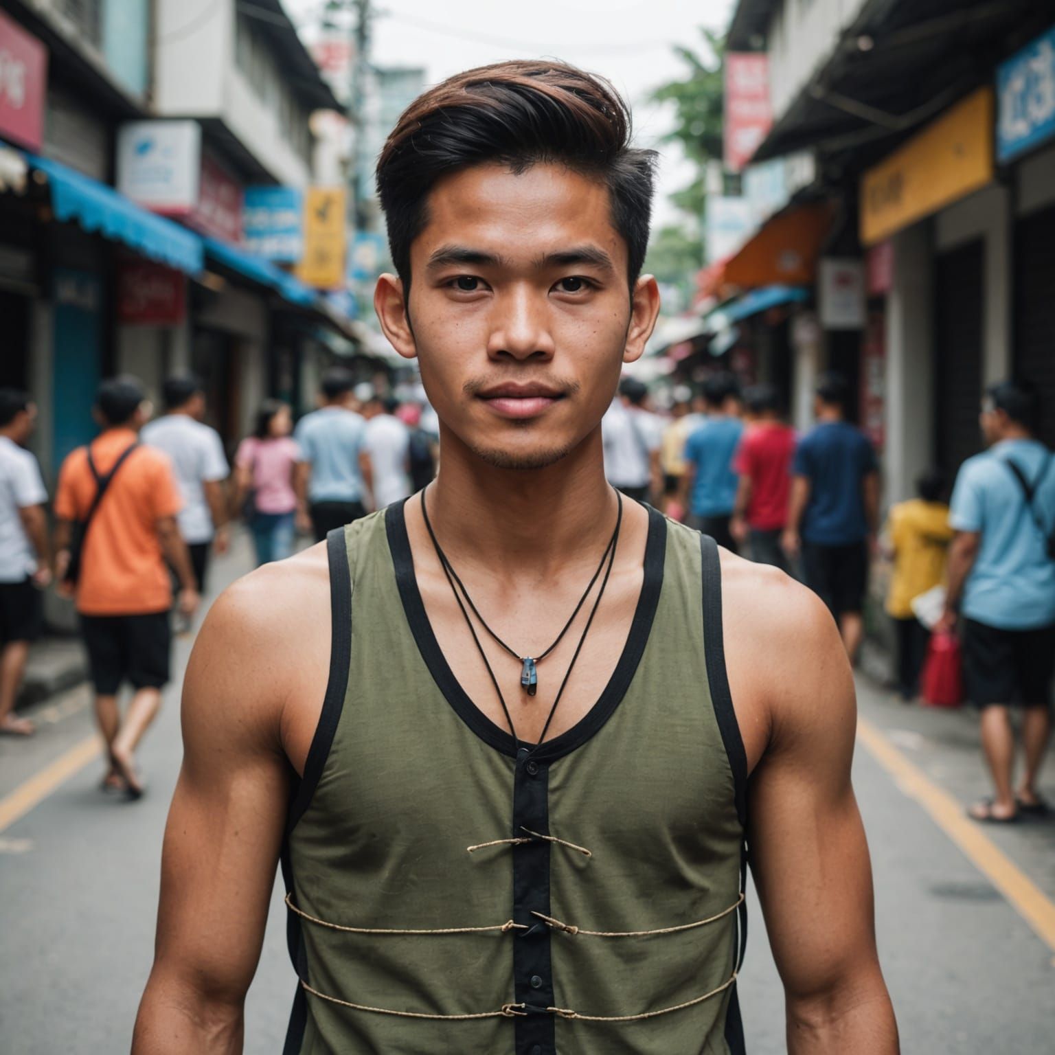 Young Malaysian Man in String Vest