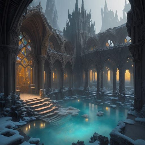 Ancient Snow Elf Ruin in Tropical Solstheim's Snow-Capped Mo...