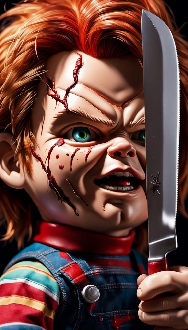 Hyperrealistic Chucky Doll with Knife