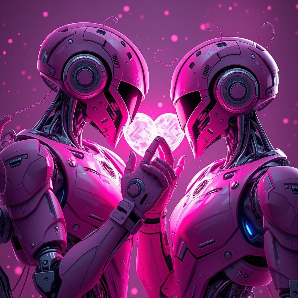 Romantic Robots in Vibrant Fantasy Landscapes