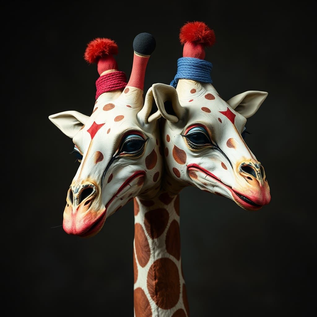 Creepy Two-Headed Alien Clown Giraffe