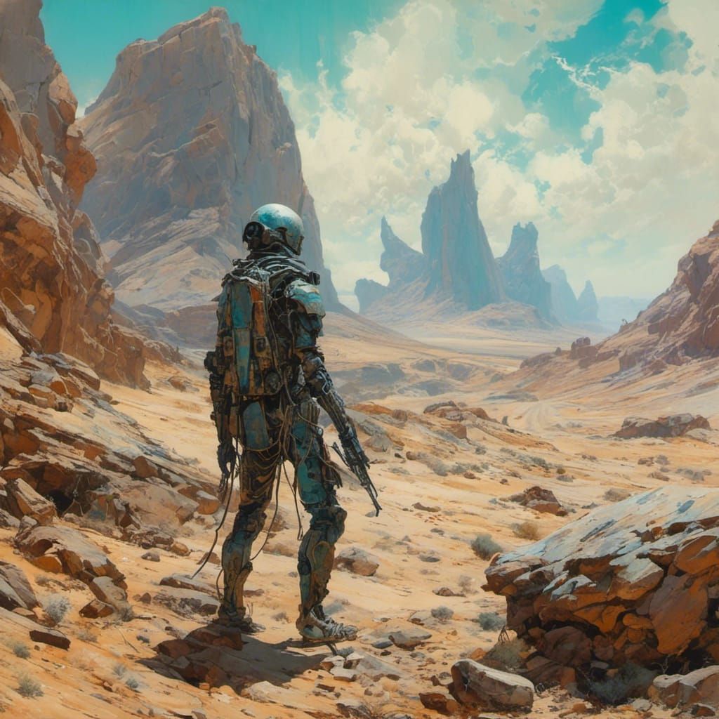 Neon Silhouette Man Enjoys Bliss, Ansel Adams Style