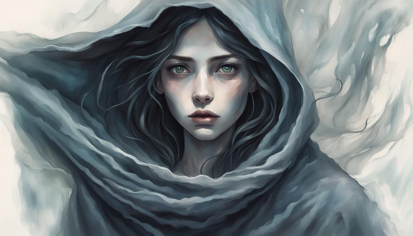 Mystical Cloaked Girl: Ethereal Ghibli-Inspired Fantasy