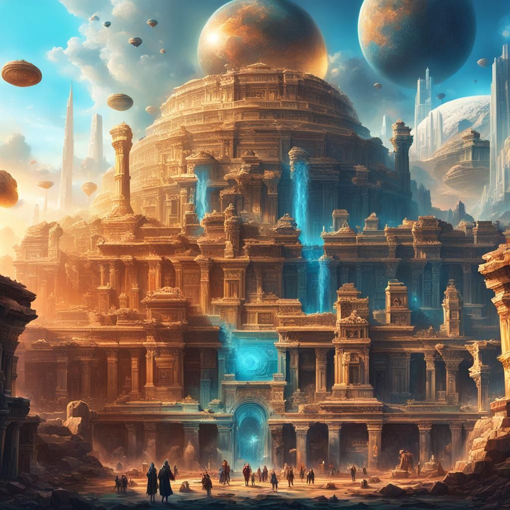 Ancient Cities Displayed in High-Tech Museum, Hyperrealistic...