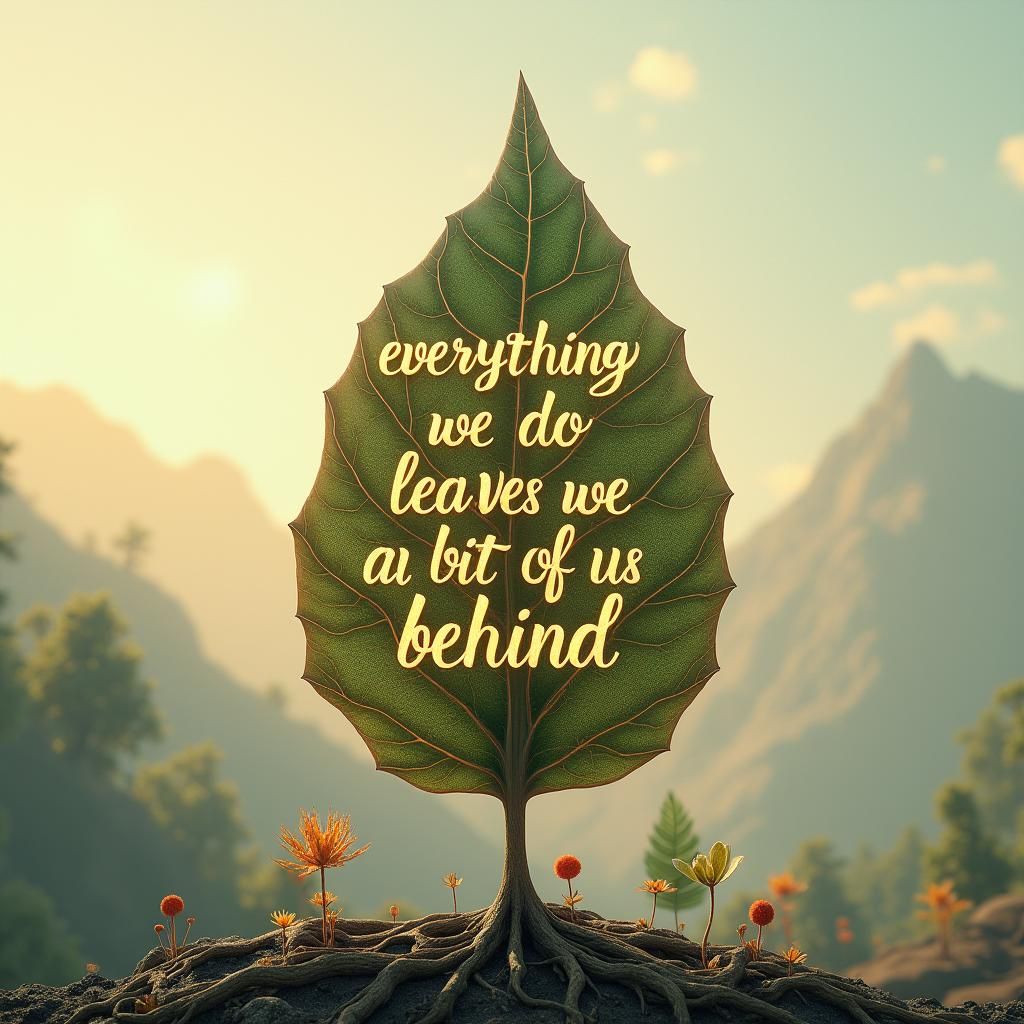 Ornate Leaf with Script in High-Fantasy Style