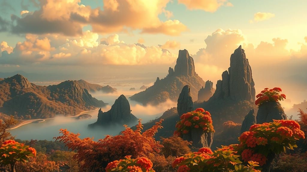 Dreamlike Surrealistic Landscapes in Ethereal Style