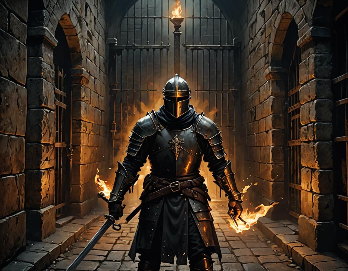 Ominous Jailer in Dark Fantasy Digital Art