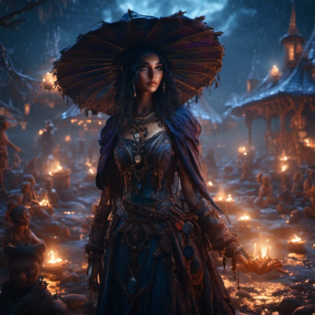 Moonlit Witch in Detailed Fantasy Art
