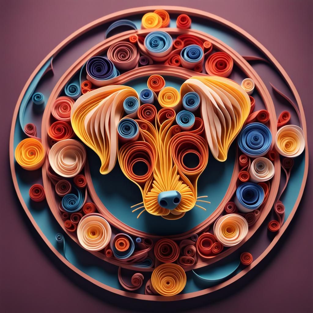 Cute dog paper quilling
