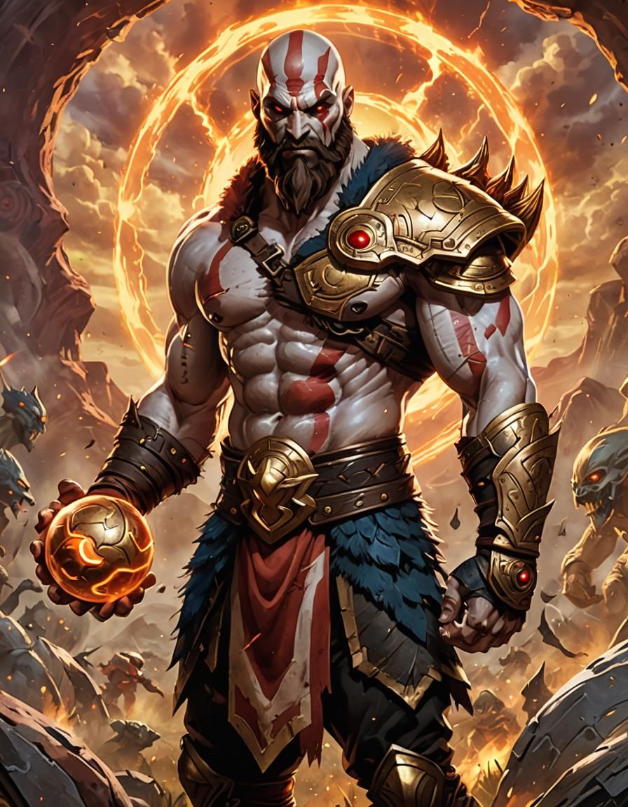 Kratos God of War Anime Style with Master Ball