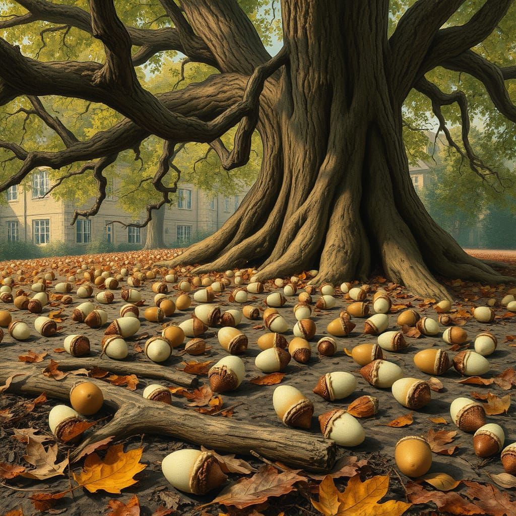 Whimsical Eggcorns in a Forest Scene