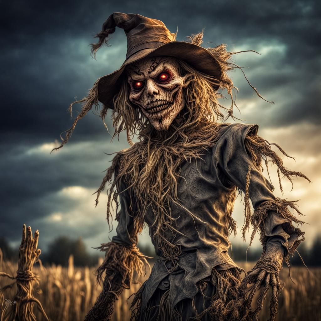 Cosmic Scarecrow Demon in Hyperrealistic Style
