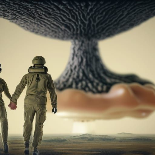 Hopeful Vision of Future Atomic Cloud in Dystopian Style