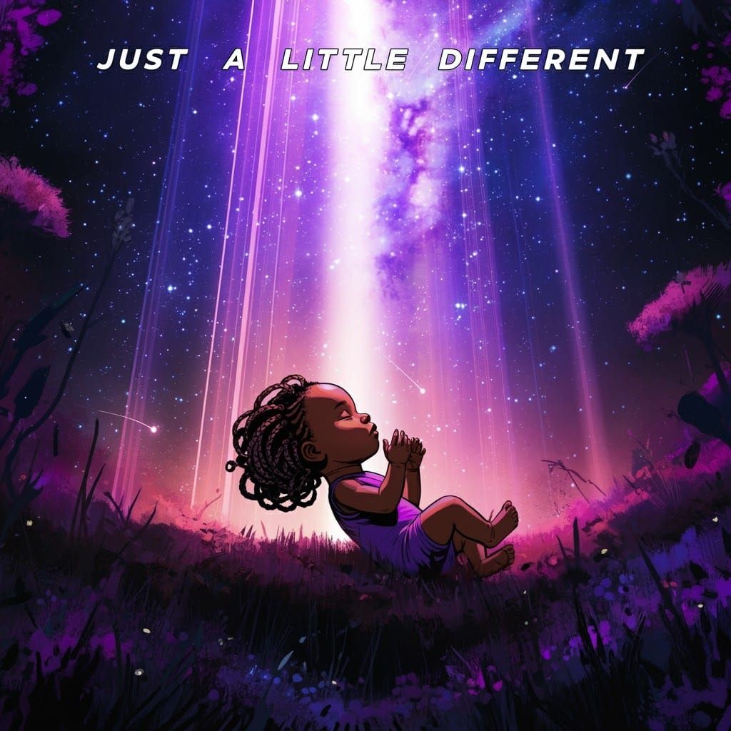 Surreal Afrofuturist Portrait of Newborn Under Starry Sky