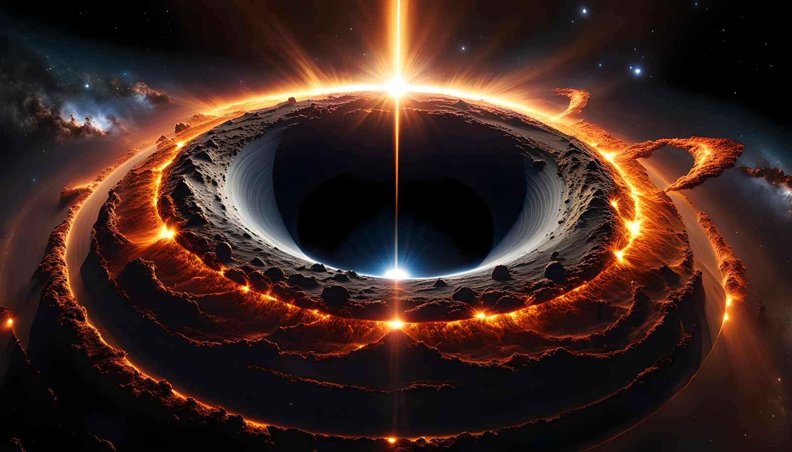 Cosmic Black Hole Sun: Photorealistic Impressionism