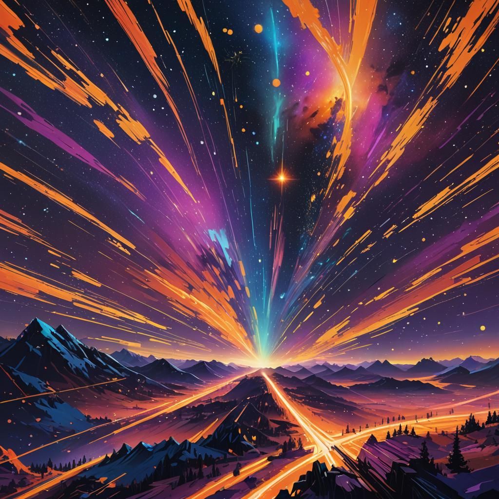 Kaleidoscope Sky: Sparkling Stars in a Digital Painting