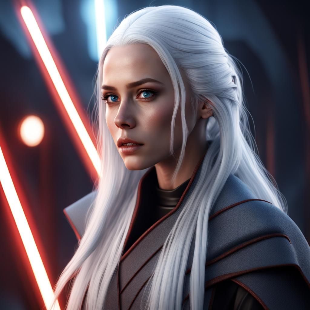 Young Female Sith with White Hair