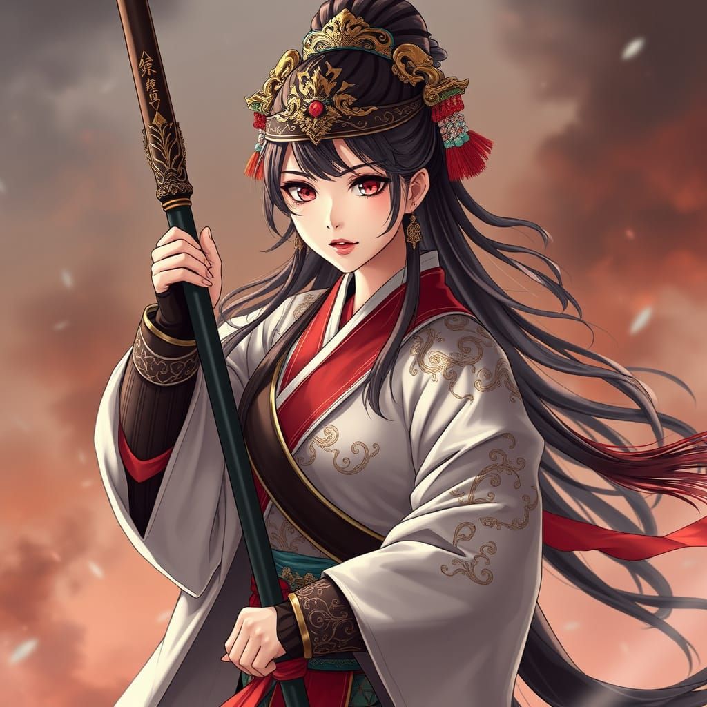 Ancient Chinese Warrior in Anime-Inspired Armor