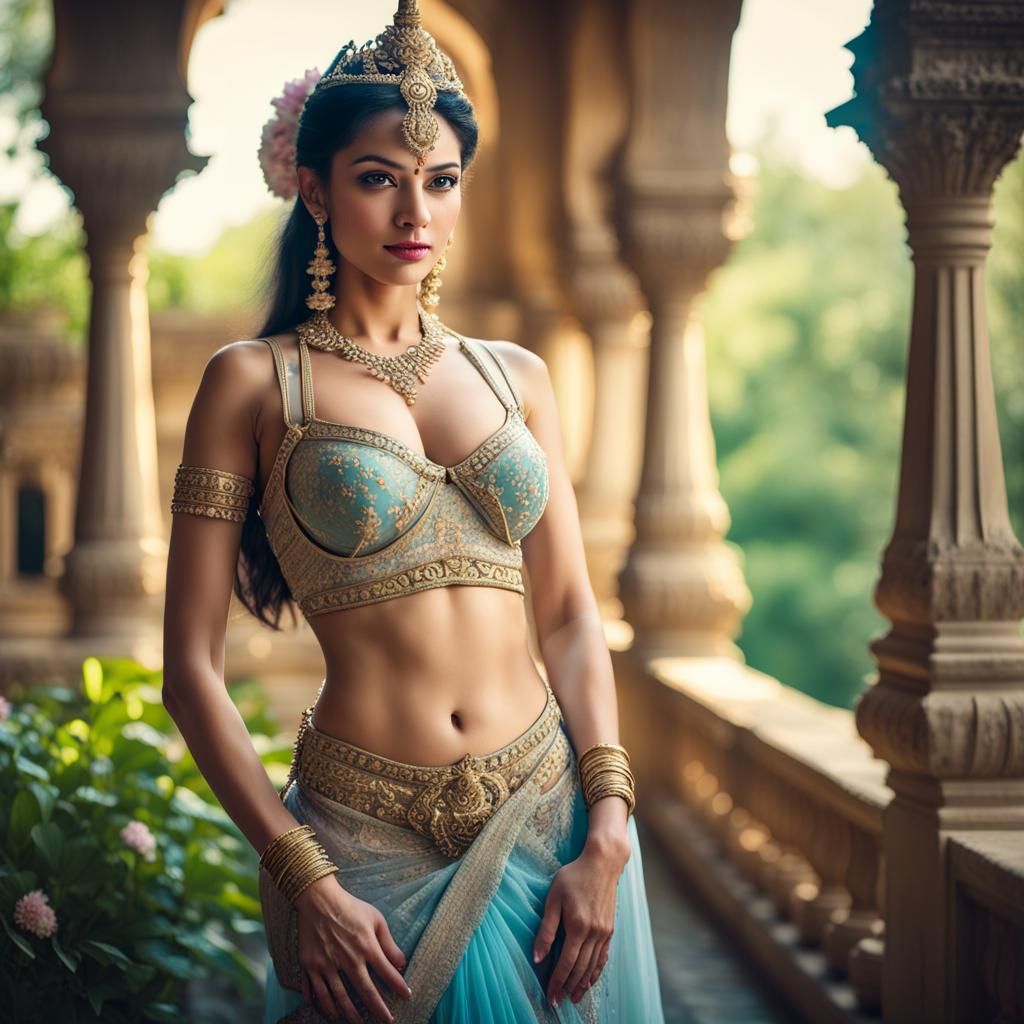 Apsara in Crystal Bra on Indian Castle Terrace