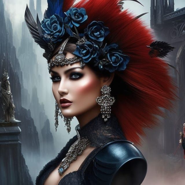 Beautiful Woman with Stunning Features in Royo Style