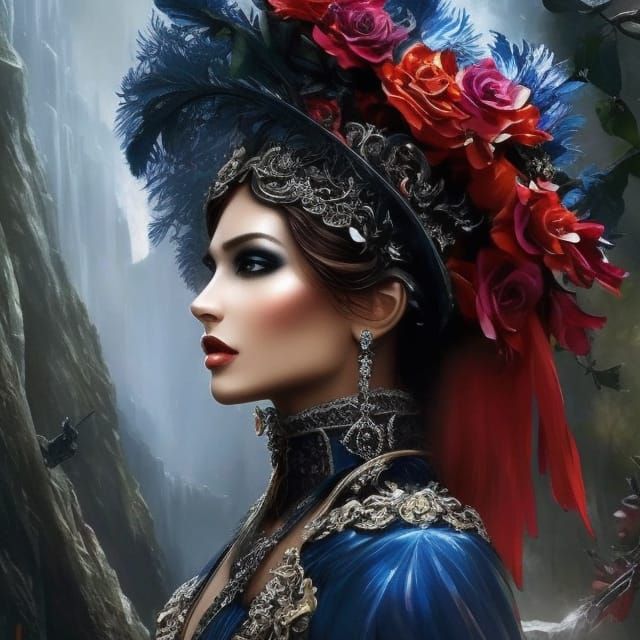 Beautiful Woman with Stunning Features, Fantasy Art