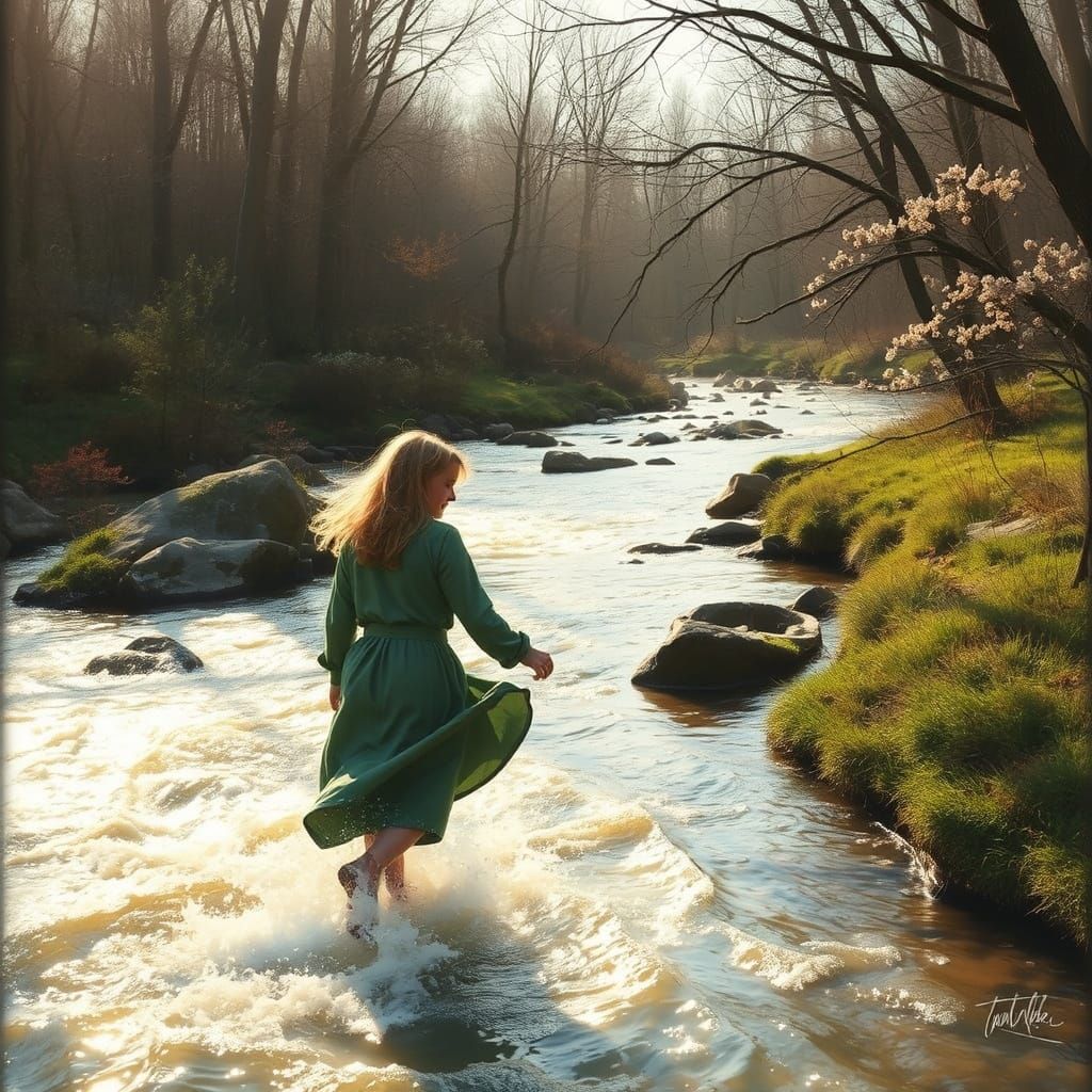 Echoes and New Light
He moves with spring's own reckless grace,
A vibrant current, unconcerned with time.
And I, a river...