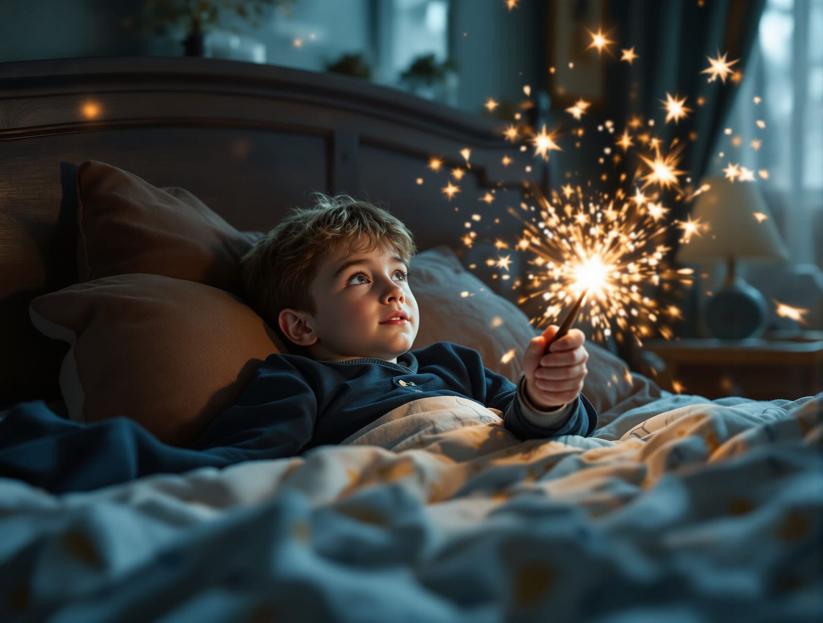 Wizard Boy Folds Clothes Magically in Bedroom