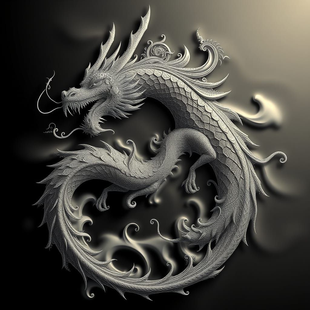 Abstract Dragon's Prophecy in 3D Shading