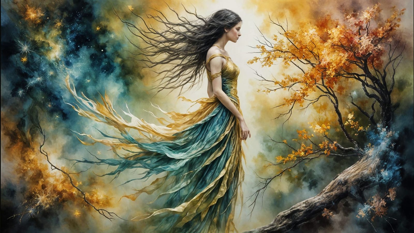 Whimsical World in Pre-Raphaelite Style