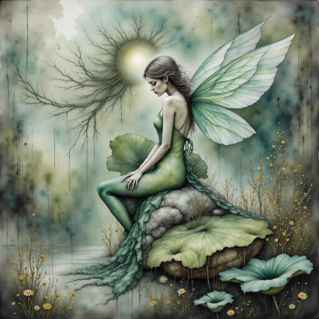 Ethereal Faerie Queen in Ancient Gold Hues