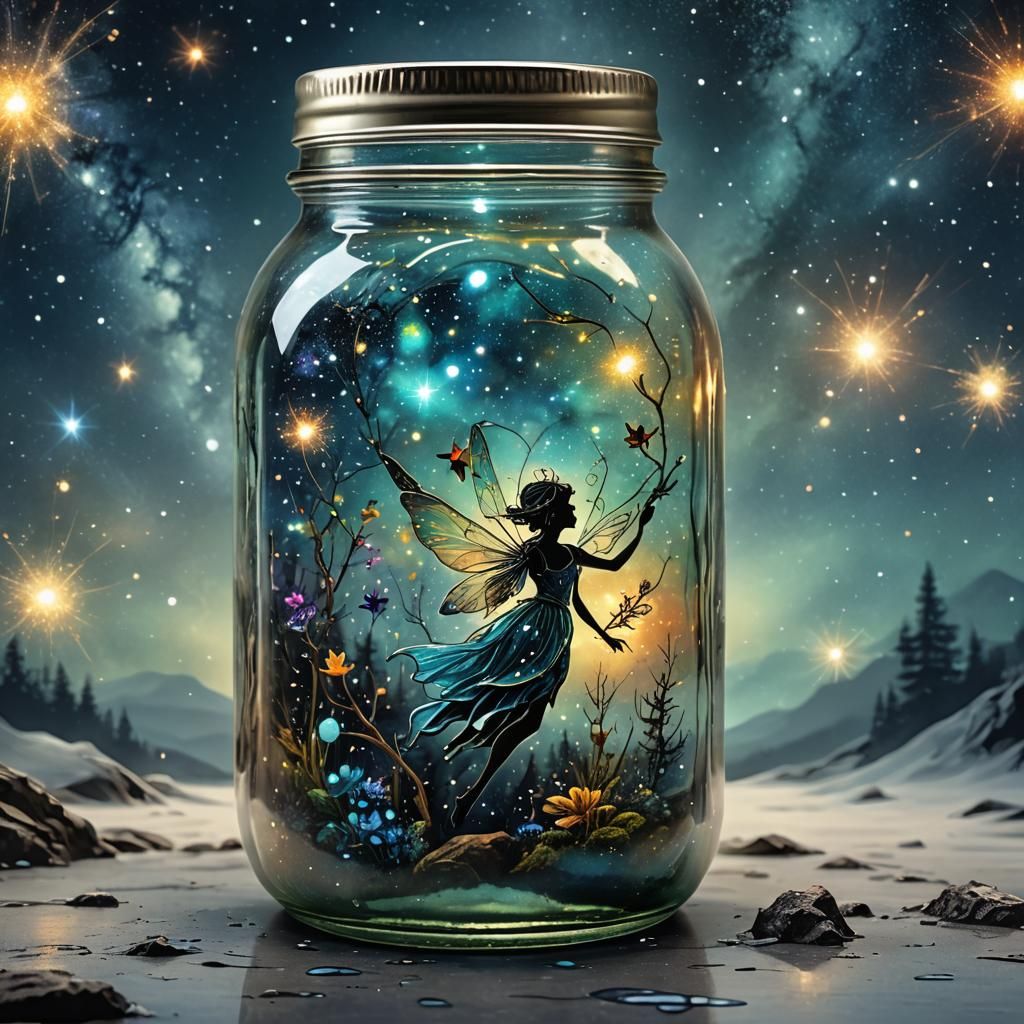 Ethereal Fairy Capturing Stardust: Alcohol Ink Art