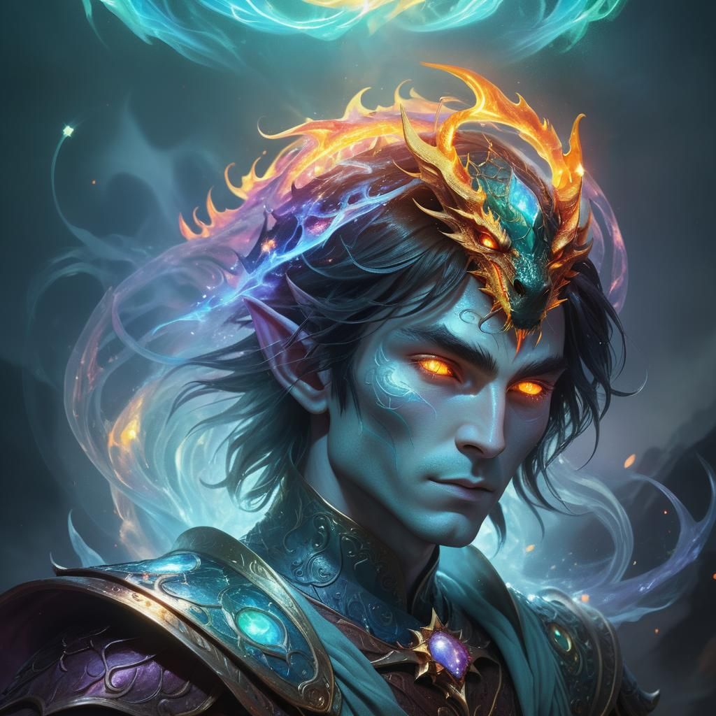 Elven Dragon Prince in Blazing Surreal Concept Art