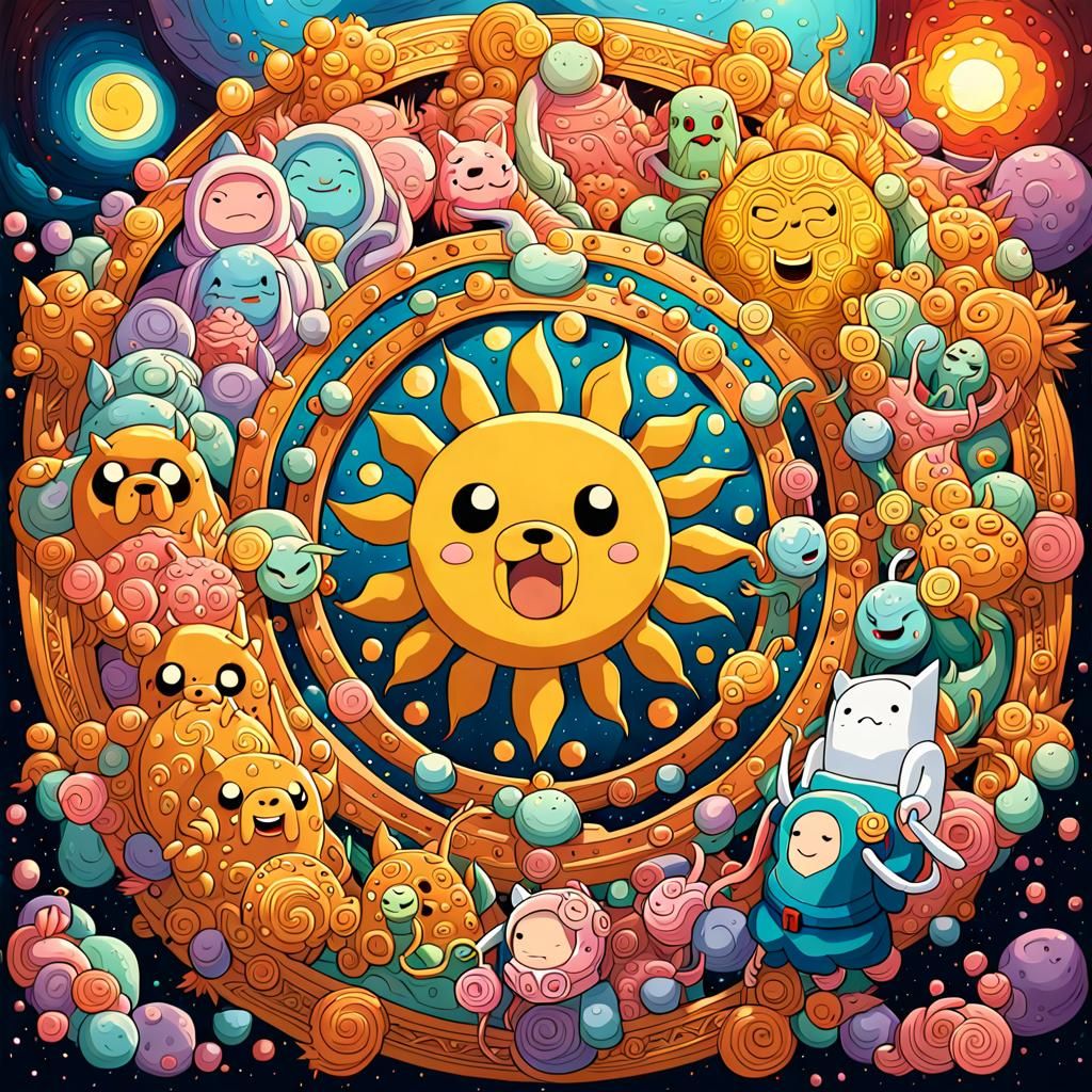 Adventure Time Characters Mandala in Anime Style