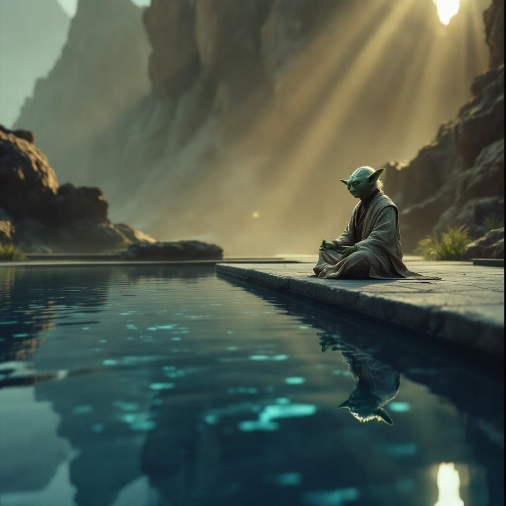 Mystical Yoda in Cinematic Reflection