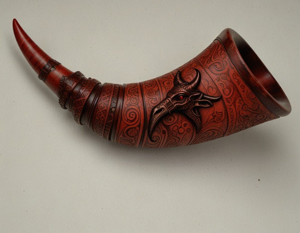 Sinister Red Minotaur War Horn Artifact