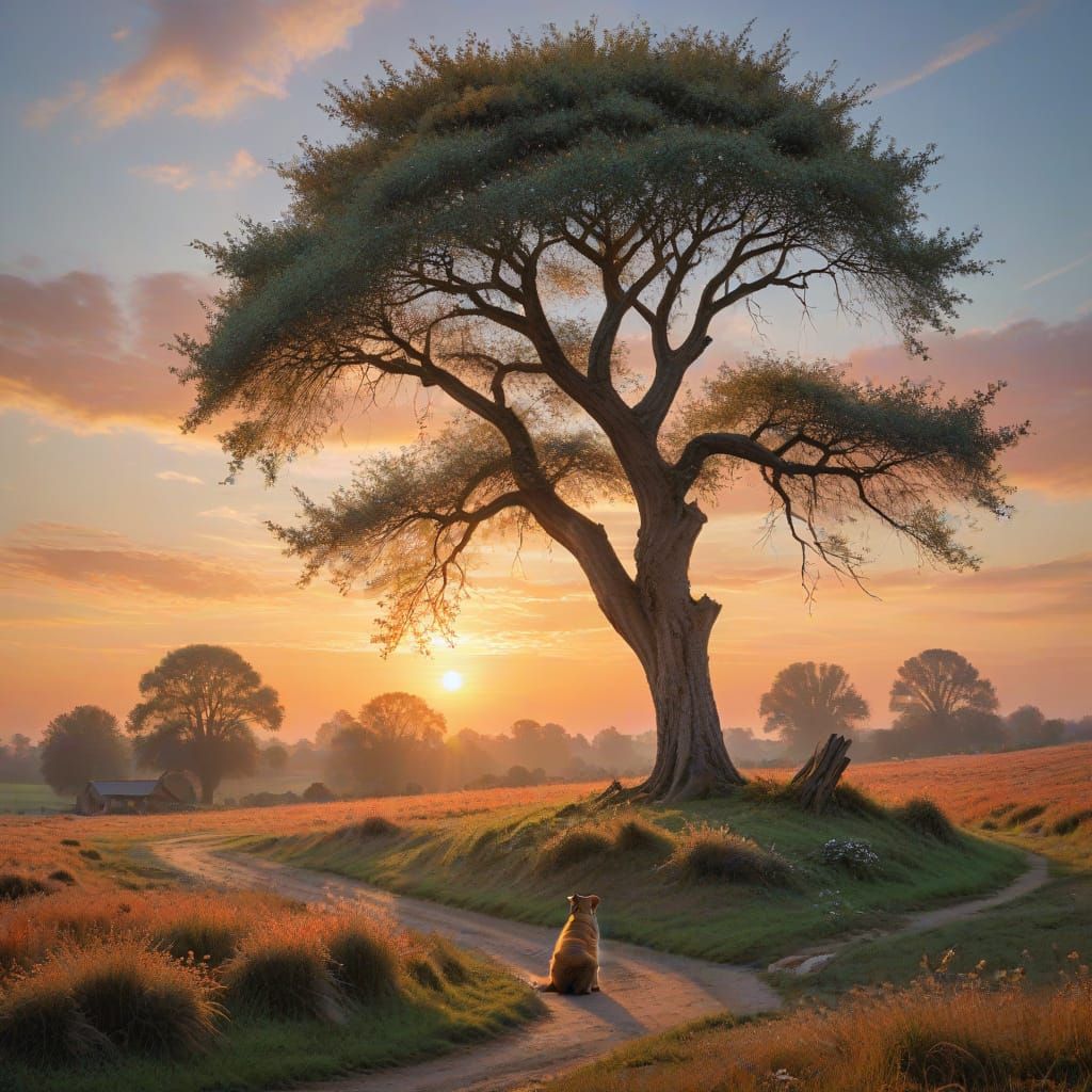 Twilight on the Rustic Farm