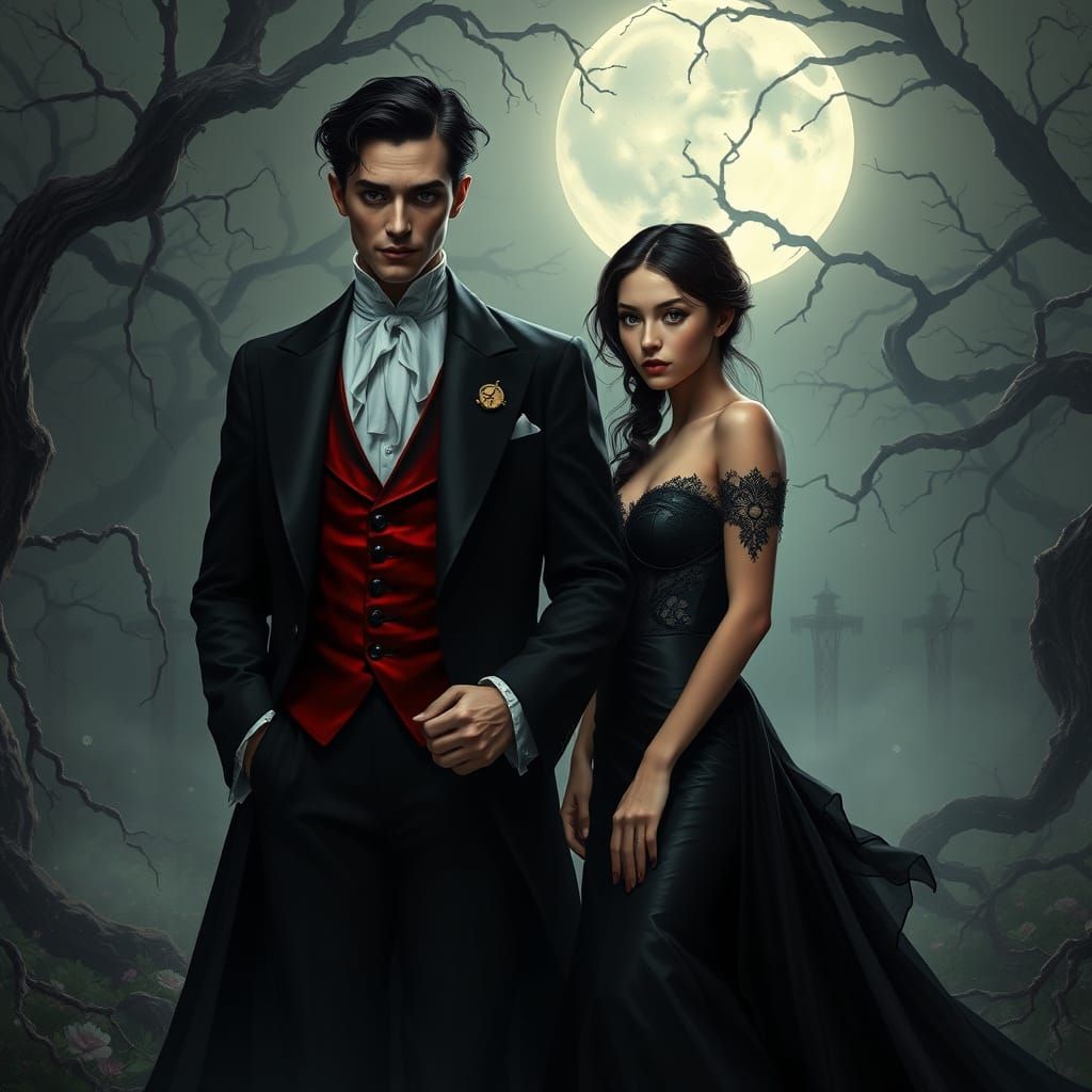 Ethereal Encounter in a Moonlit Garden