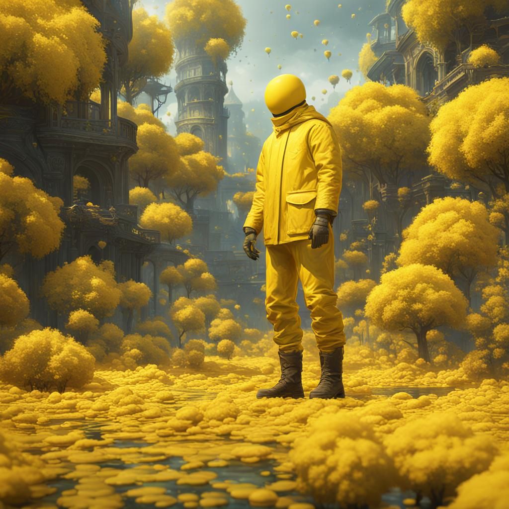 Impressionistic Yellow Figure in Yellow World