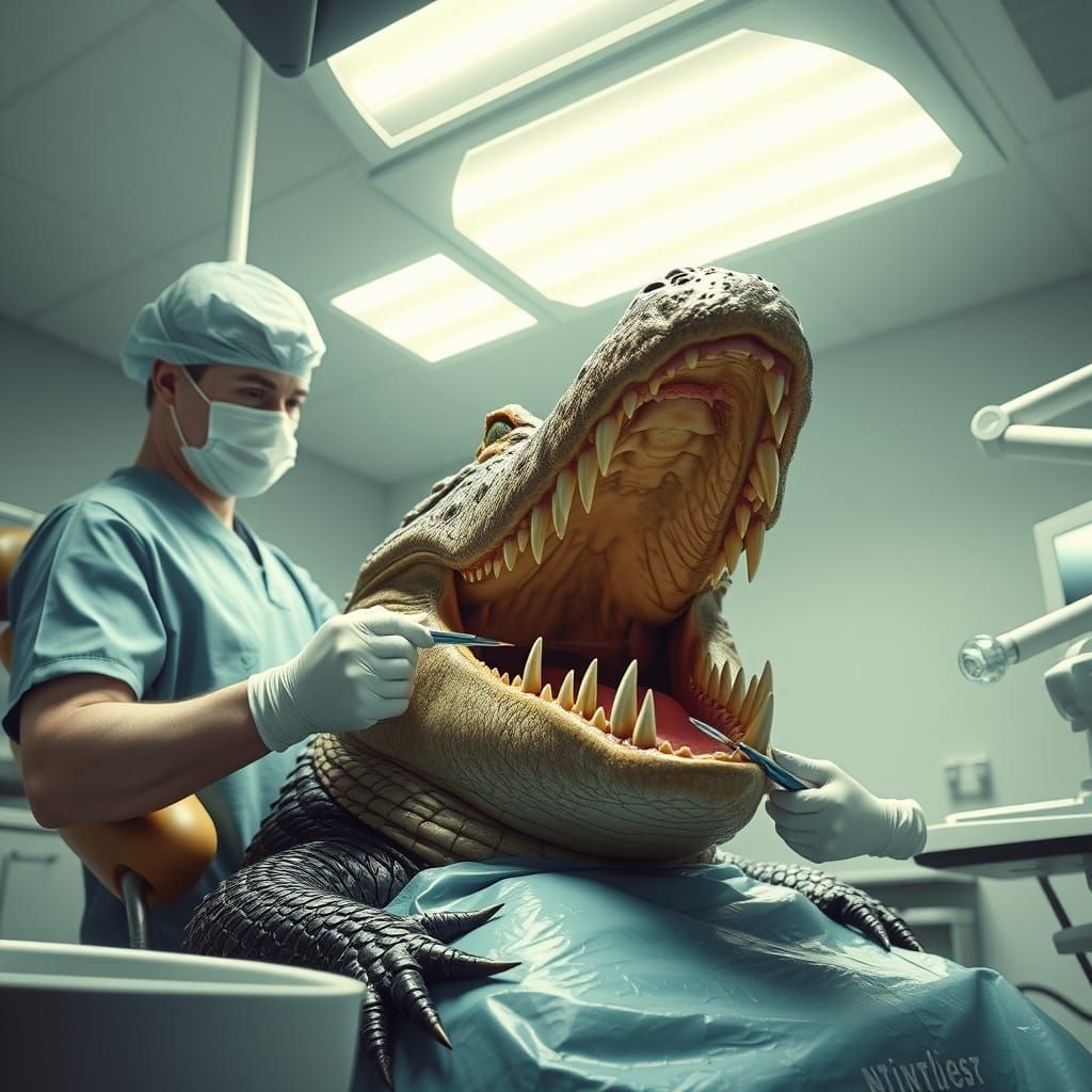 Alligator at Dentist's Office Matte Painting