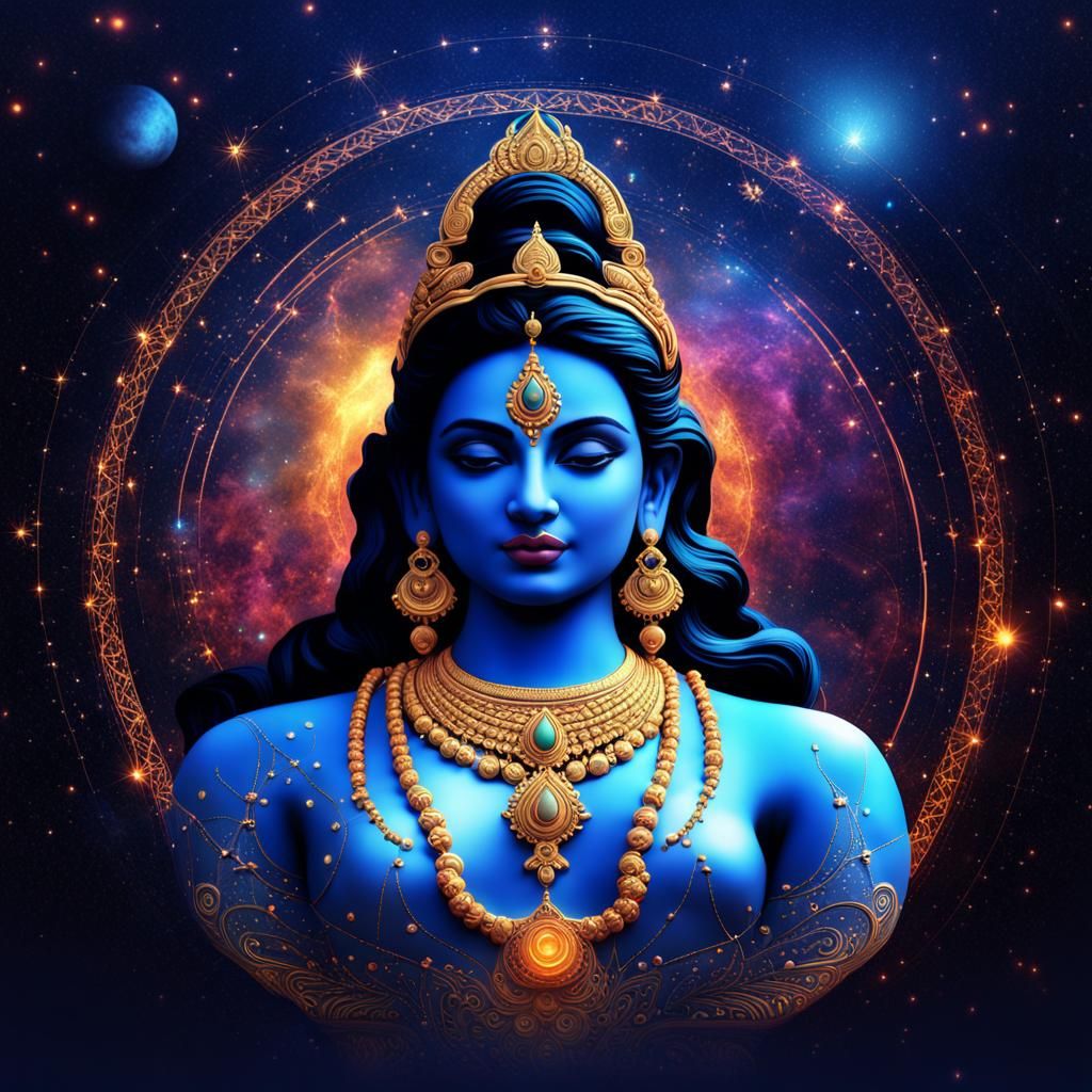 Goddess Lakshmi with Universe Background