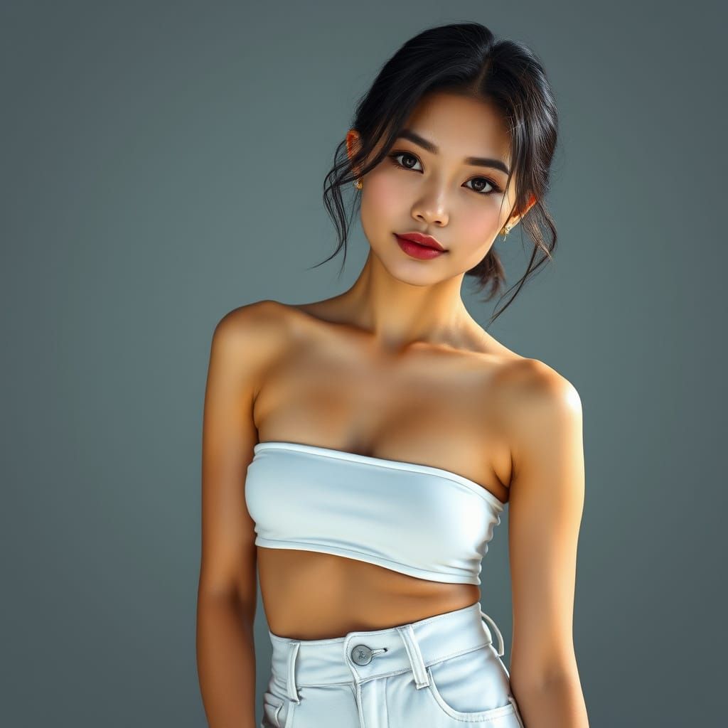 Vibrant Portrait of a Japanese Woman in Hyper-Realistic Styl...