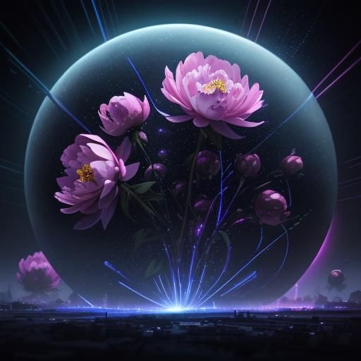 Cyberpunk Sphere Exploding with Data Streams