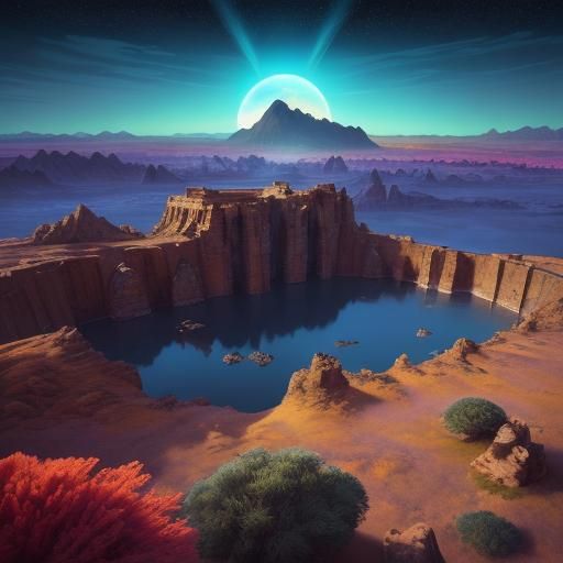 Surreal Alien Landscape Panoramic View