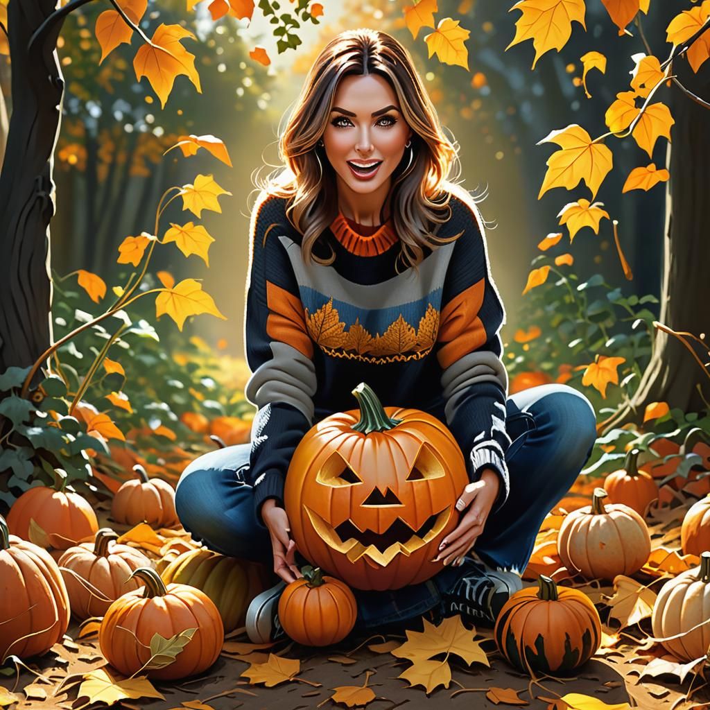 Surprised Person Slipping on Pumpkin in Soft Light