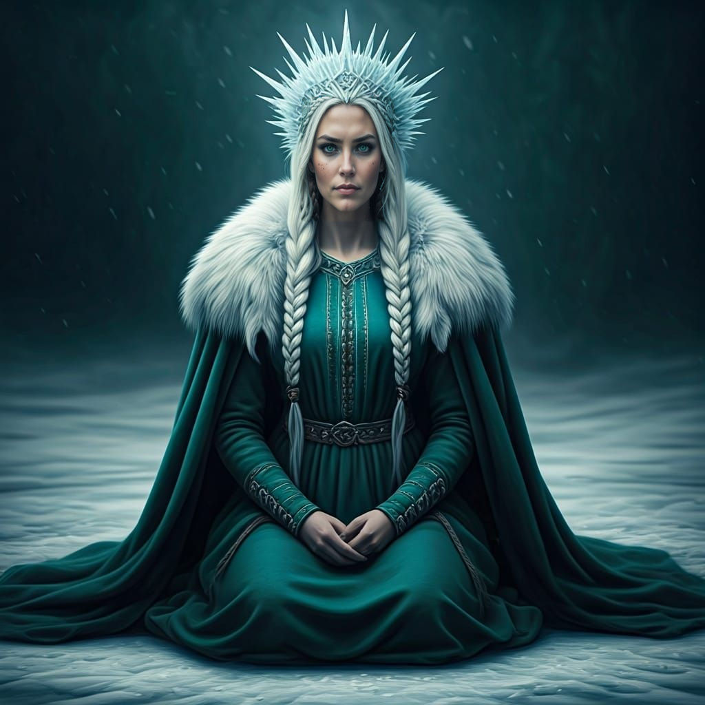 Viking Winter Goddess Rindr in Detailed Digital Painting